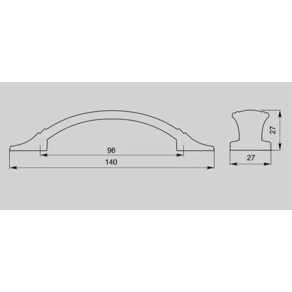 Ручка скоба для мебели Валмакс FS-144 096, 96 мм, серебро прованс 9003 белый матовый (ТЗ). - 2