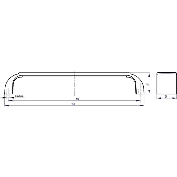 Ручка скоба для мебели Валмакс FS-173 160, 160 мм, олово старое (ТЗ). - 2