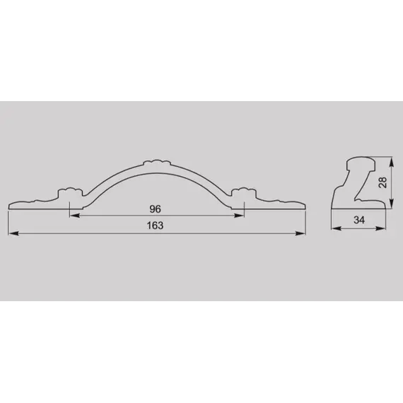 Ручка скоба для мебели Валмакс FS-180 096, 96 мм, бронза старая (ТЗ). - 2