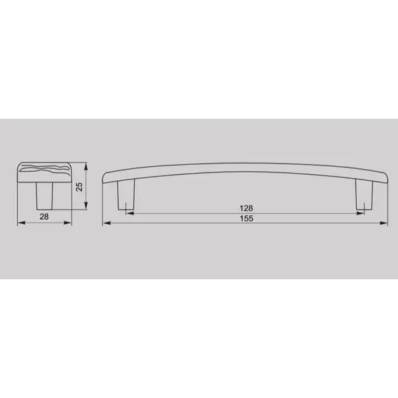 Ручка скоба для мебели Валмакс FS-189 128, 128 мм, серебро венецианское (ТЗ). - 2