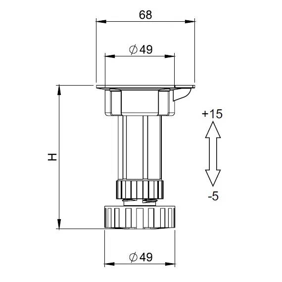 Опора кухонная М10 х 150 мм, из 3-ех частей арт.421.1500.03 - 29