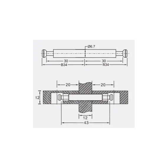 Двойной болт для эксцентриковой стяжки, без кольца, 34мм арт.153-5757-7068-Z - 2