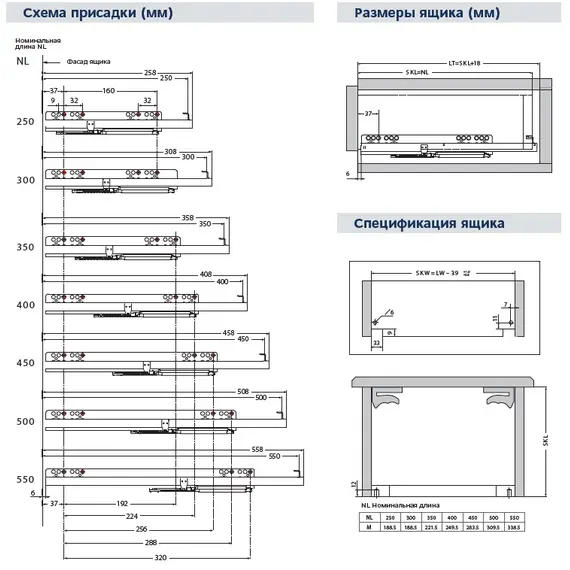Направляющие CUBO полное выдвижение PushOpen установка замками 400 мм арт.758-5840-00 - 3