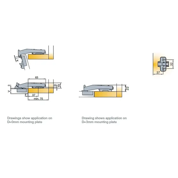 Петля мебельная Titus S-Type i3 для фальшпанелей (90гр) 110/52/18 мм арт.242-0Y47-650-00 - 26