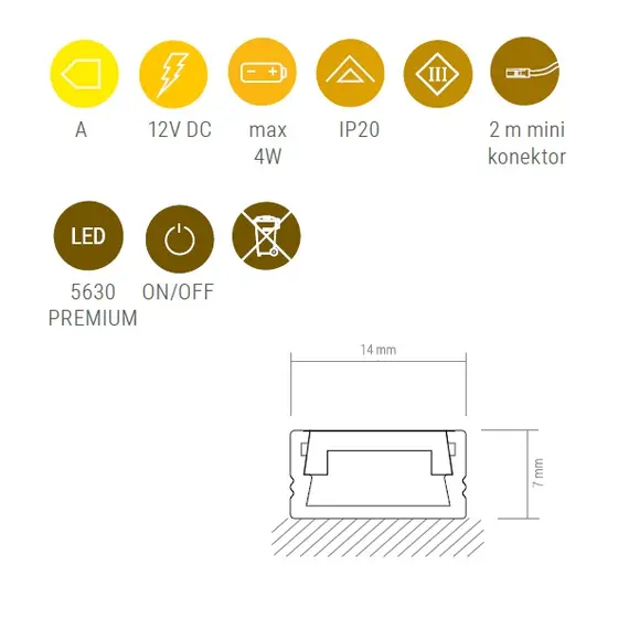 Светильник LED MASTER 4W 12VDC 4000K, провод 2 м, молочный рассеиватель арт.MASTER-4,0W-40K-01W - 15