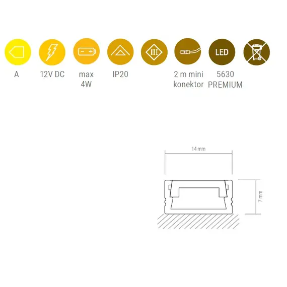 Светильник LED PUPIL 4W 12VDC 3000K, провод 2 м, молочный рассеиватель арт.PUPIL-4,0W-30K-01W - 15