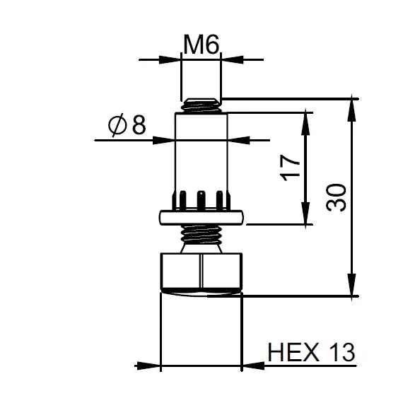 Опора регулируемая D13 М6х30 (белый) арт.604.0630.01 - 13