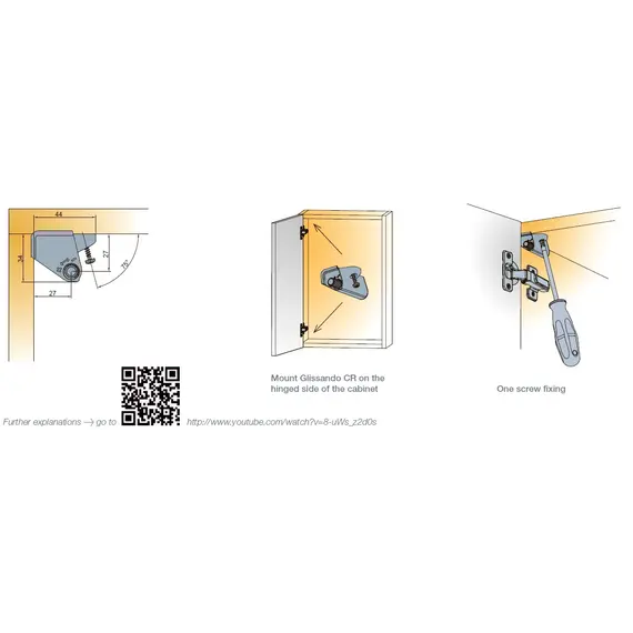 Демпфер мебельный угловой для полунакладных петель Titus Glissando CR серый регулируемая зона + 5 мм. Арт: 972-0X34-380-00 - 34