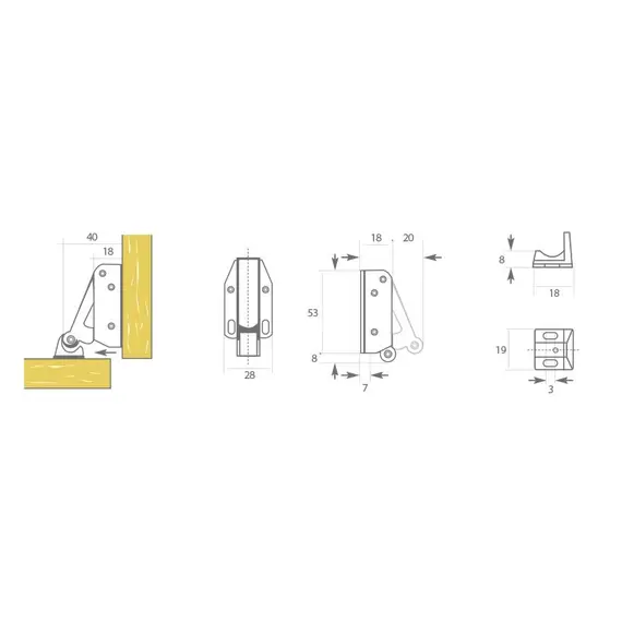 Защелка мебельная TIP LATCH (цинк) арт.180 - 8