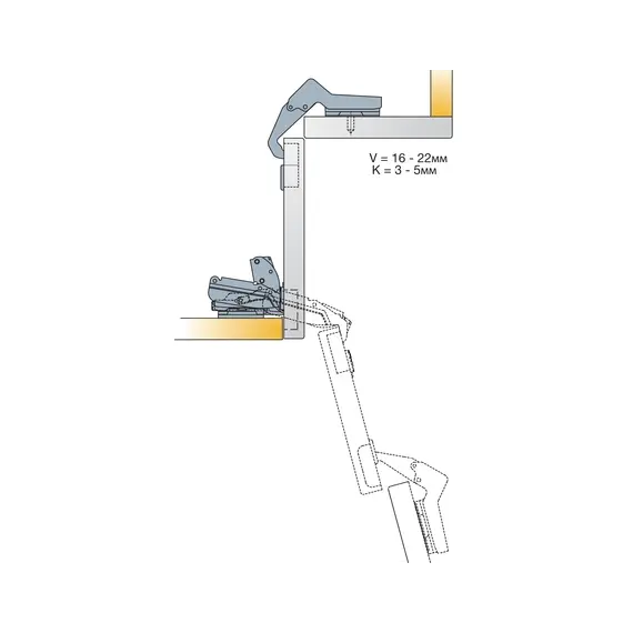 Петля мебельная Titus B-Type для складных дверей в угловых шкафах 45 мм. Арт: 248-0T81-050-00 - 15