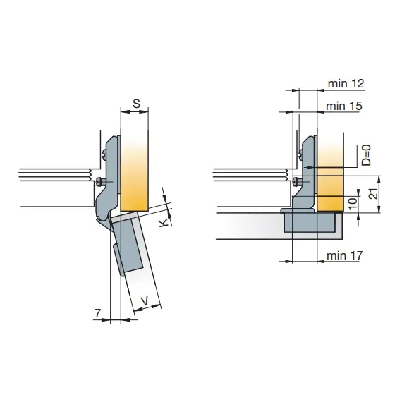 Петля мебельная Titus B-Type для шкафа с холодильником 100/48/0 мм. Арт: 248-0K10-050-00 - 20