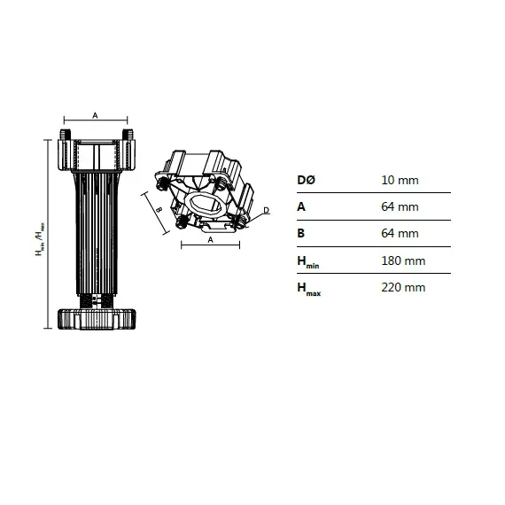 Ножка-опора регулируемая 180 мм Kum-Plast арт.434200 - 2