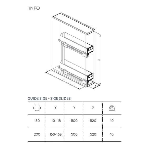 Корзина выдвижная, шкаф 150мм арт.002PRO.SIGE.150 - 2