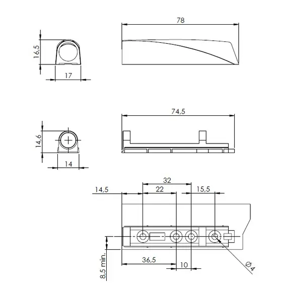 Корпус с планкой с кольцом для толкателя Cubo, белый арт.953.0000.01.00 - 4