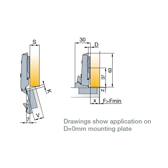 Петля S-type i3 с доводчиком Glissando 110/52/0 мм арт.242-0972-054-00 - 45