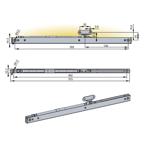 Доводчик Titus Slidix TA II для тяжелых раздвижных дверей 100 кг арт.975-9442-040-00 - 21