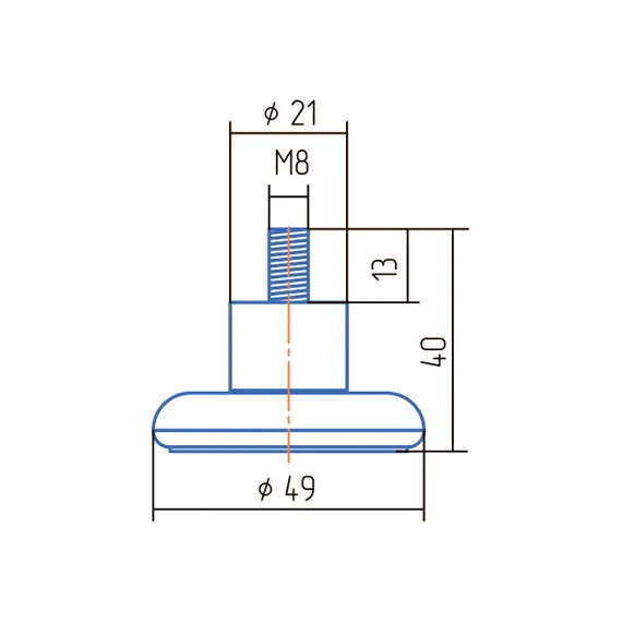 Опора регулируемая ОРП 114-К Хром матовый - 23