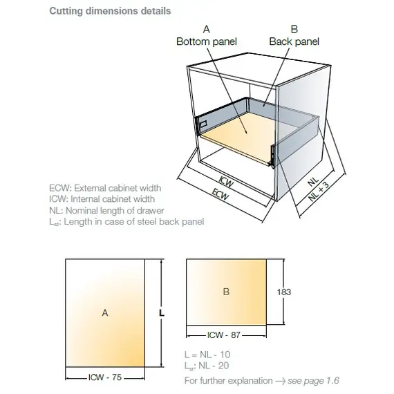 Выдвижной ящик Tekform Slimline+ DW182 450 мм, Screw-in, антрацит арт.656-8378-185-00 - 3