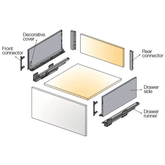 Выдвижной ящик с тонкой стенкой Titus Tekform slimline DW182 450 мм, цвет белый. Арт: 655-8H45-150-00 - 40