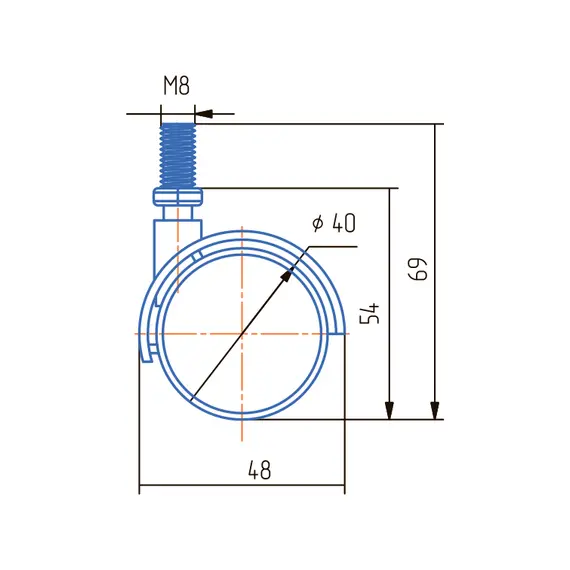 Опора колесная ОК40 мм  со штырем бежевая - 9