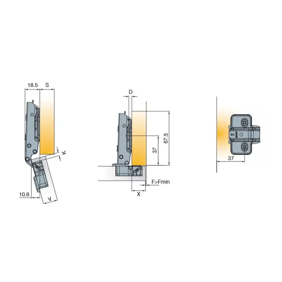 Петля мебельная Titus T-Type 90 градусов 110/48/0 мм. арт.702-0AL0-650-00 - 6