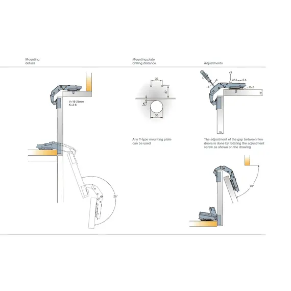 Петля Titus T-Type для складных фасадов 70/48 мм арт.721-0PL0-650-00 - 88