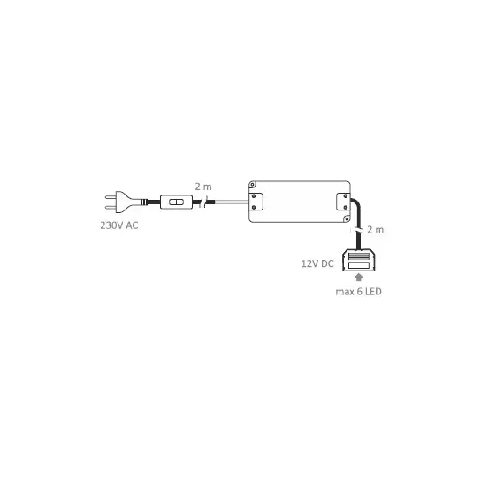 Блок питания LED STANDARD PLUS 7W 12VDC, белый провод 4 м, ручной выключатель, разветвитель 6 гнезд арт.U12-007-SP-2B1-206B - 15