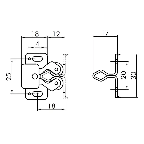 Защелка мебельная Metalimpex с роликами оцинкованная. Арт: 04.0933S.40 - 9