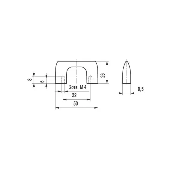 Ручка-скоба FS-079 032 черный RAL9005 матовый, арт.FS-079 032 RAL9005 - 9