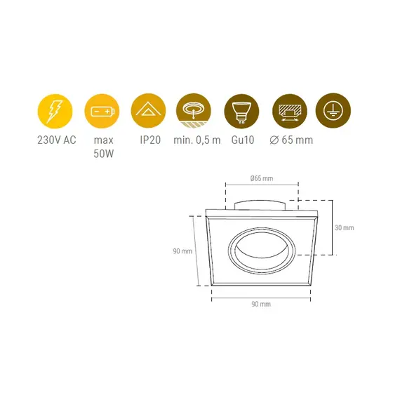 Комплект светильник MARS (без LED) + розетка GU10, белый арт.MARS-BI-01 - 16