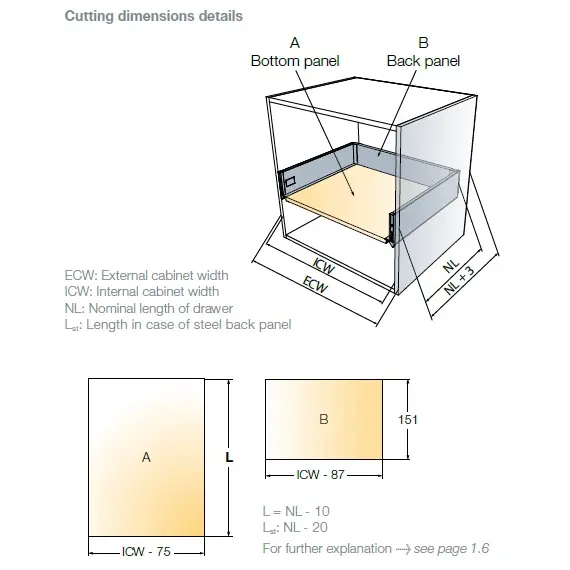 Выдвижной ящик Tekform Slimline+ DW145 500 мм, Screw-in, белый арт.656-8372-150-00 - 4