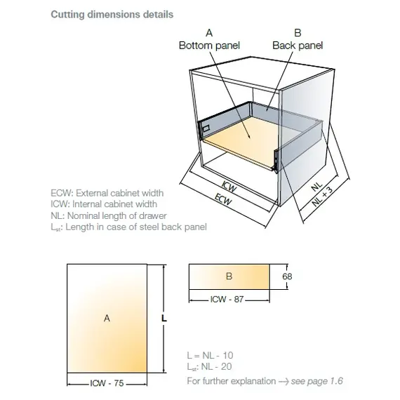 Выдвижной ящик Tekform Slimline+ DW70 450 мм, Screw-in, белый арт.656-8357-150-00 - 8