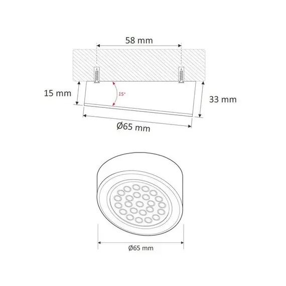 Светильник LED OVAL MASTER со скосом 2,0W 12VDC 6000K, провод 2 м, алюм. матовый арт.OVAL-2W-SD-SK-60K-1M - 76
