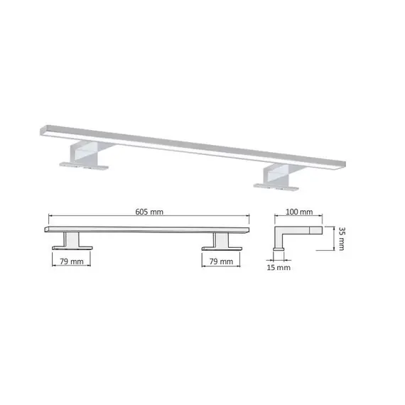 Светильник LED AMBER IP44 9W 230VAC 6000К, провод 30 см (х2), хром арт.AMBER-XL-60K-01 - 36