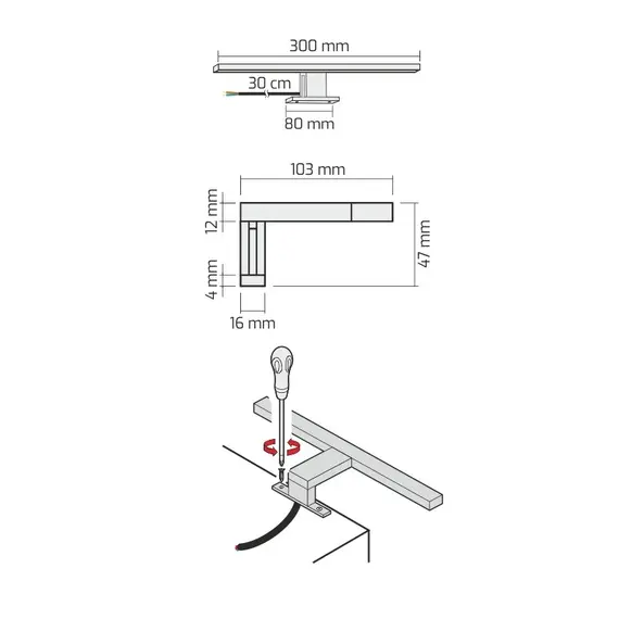 Светильник LED AMBER UNIWERSALNY IP44 4,5W 230VAC 4000К, провод 30 см, черный арт.AMBER-U-CZ-40K-01 - 53