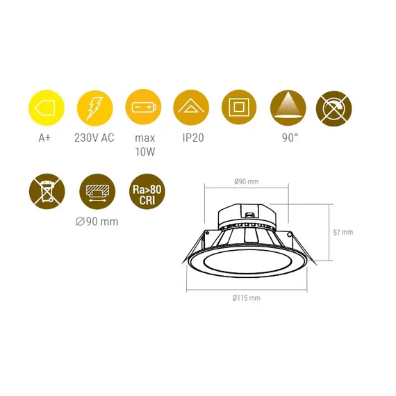 Светильник LED APOLLO 10W 230VAC 3000К арт.APOLLO-10-30K-01 - 17