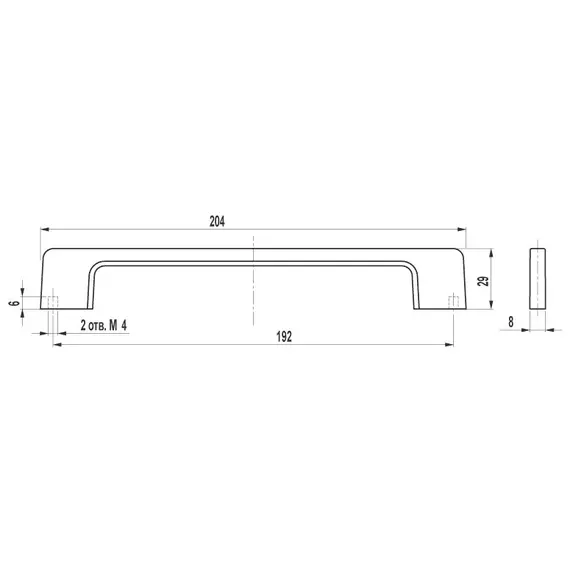 Ручка скоба для мебели Валмакс FS-108 192, 192 мм, черный матовый №9 (ТЗ). - 17