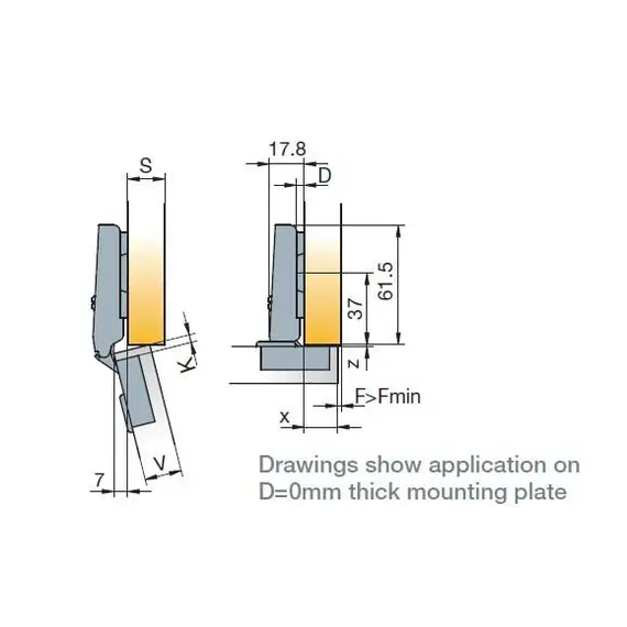 Петля мебельная Titus B-Type 90 градусов с шурупами 4x12 мм 110/48/0 мм арт.248-0M02-050-TL - 10