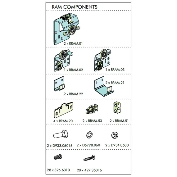RAM.A21 Система раздвижных дверей RAM (комплект для 2-ух дверей) - 2