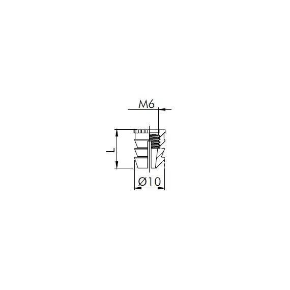 Футорка Metalimpex M6х10 мм, пластик. Арт: 279.10M6.05 - 26