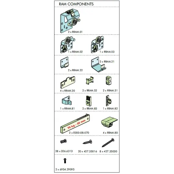 RAM.A28 Система раздвижных дверей RAM с демпфером (комплект для 2-ух дверей) - 2