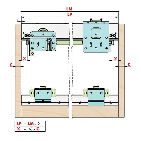 RAM.A28 Система раздвижных дверей RAM с демпфером (комплект для 2-ух дверей) - 8