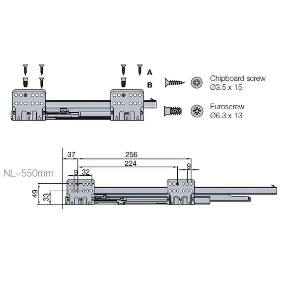 Выдвижной ящик Tekform Slimline Tacto DW70 550 мм, белый арт.655-8E64-150-00 - 64