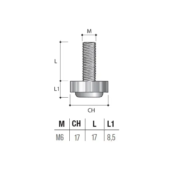 Опора регулируемая M6x20, D17 арт.PI05PNE - 4