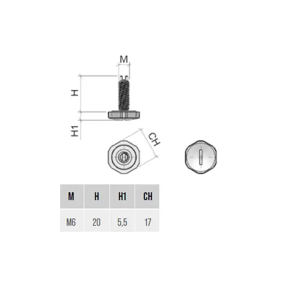 Опора регулируемая M6x20, D17 арт.PI18PNE - 4