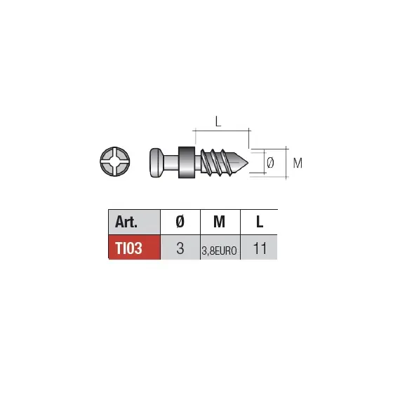 Дюбель d3х11 мм M3,8euro, цинк арт.TI03FZ - 4