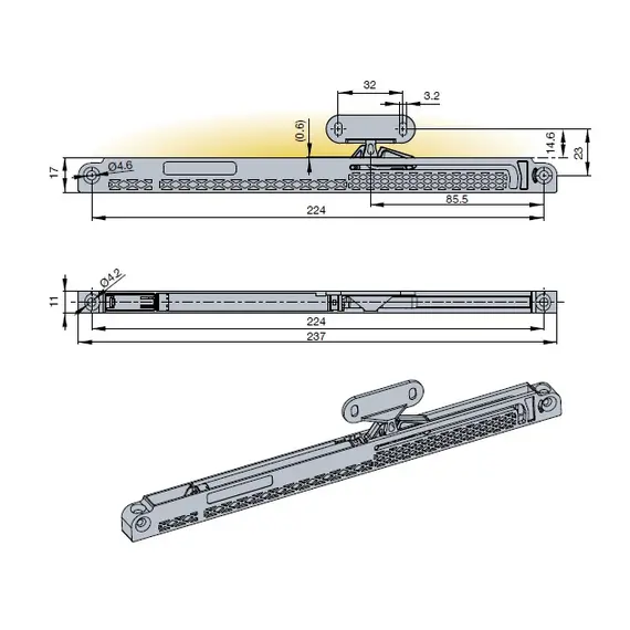 Доводчик Titus Slidix II для ящиков и раздвижных дверей 15 кг арт.975-9456-380-00 - 38