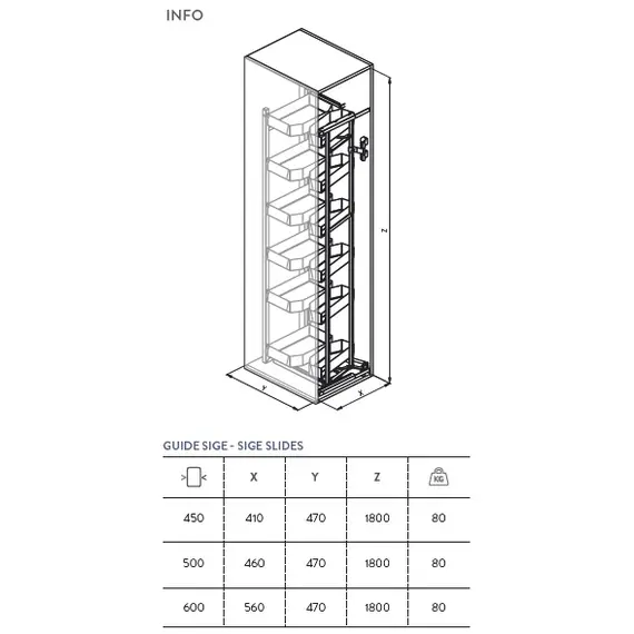 Колонна выдвижная, 12 корзин, шкаф 500мм арт.230APRO.500 - 1