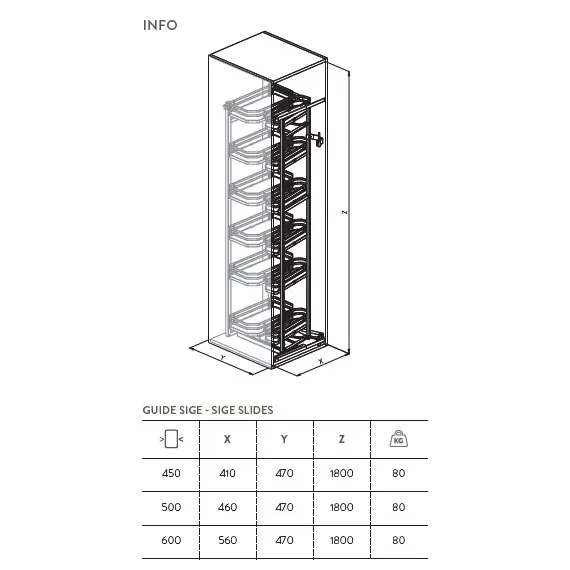 Колонна выдвижная, 12 корзин, шкаф 450мм арт.230APlus.450 - 1