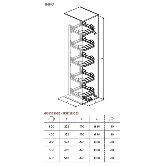 Колонна выдвижная (компл), 5 корзин, шкаф 300мм арт.295i.onebox.300 - 1